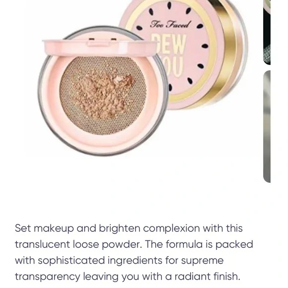 Too Faced Dew You translucent radiant setting power NEW - Picture 2 of 6